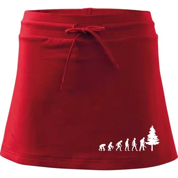 Dámské oblečení Evoluce dřevorubec - pila a strom - Sportovní sukně - two in one - XL ( Červená )