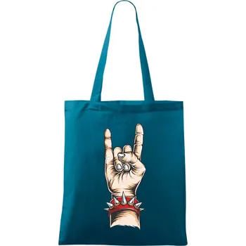 Nákupní taška Rocková ruka s náramkem - Taška bavlněná - 42 x 38 cm ( Petrolejová )