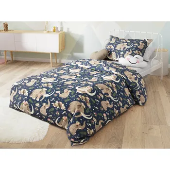 Povlečení Bavlněné povlečení do postýlky MAMUT tmavě modré, polštář 45 x 65 cm, peřinka 90 x 135 cm, gramáž 130 g/m2