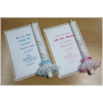 rouška Křestní 1 sada 3D rouška, svíce, ozdoba dvojitá - vzor 0