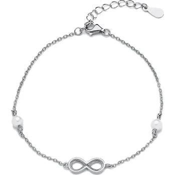 Náramek Stříbrný náramek s perličkami a nekonečnem