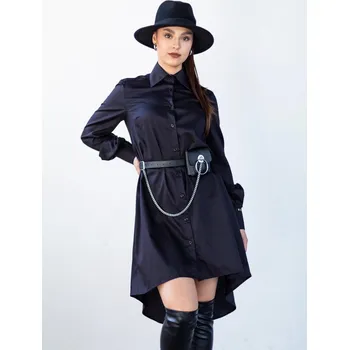 Dámské šaty Stylové košilové šaty VSB GRÉTTA v černé barvě, VELIKOST L/XL