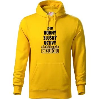 Pánská mikina Jsem hodný, slušný, uctivý, rozlučka - Mikina pánská Cape s kapucí - 3XL ( Žlutá )