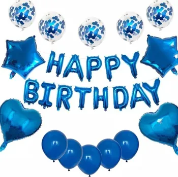 Balónek Happy Birthday balónkový set modrá