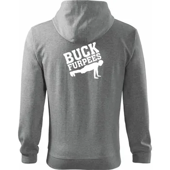 Pánská mikina Buck furpees - Mikina s kapucí na zip trendy zipper - M ( Tmavě šedý melír )