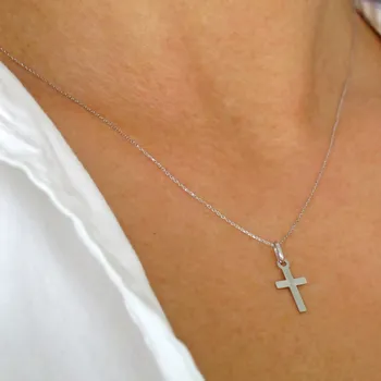 Náhrdelník Zlatý jemný náhrdelník křížek - bílé zlato 0,95g 45cm Zlato 14k(585/1000)