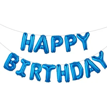 Balónek Fóliové Happy Birthday balónky, girlandy modrá