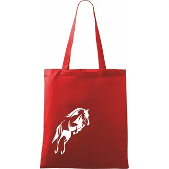 Nákupní taška Kůň na zadních - Taška bavlněná - 42 x 38 cm ( Červená )