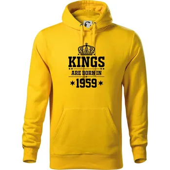 Pánská mikina Kings are born in 1959 - Mikina pánská Cape s kapucí - 4XL ( Žlutá )
