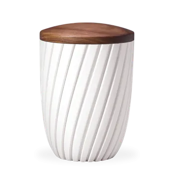 Smuteční dekorace Ekologická urna Rillen - Bílá/Ořech