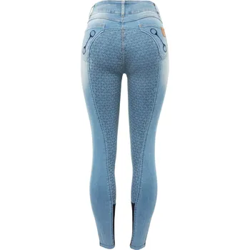 Jezdecké kalhoty Horze Dámské Džínové rajtky s vysokým pasem Kaia Barva: Světle modrá, Velikost: 42
