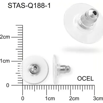 Náušnice ZARÁŽKA na náušnice s plastovým terčem. CHIRURGICKÁ OCEL ozn.-STAS-Q188-1. velikost 12x7mm.