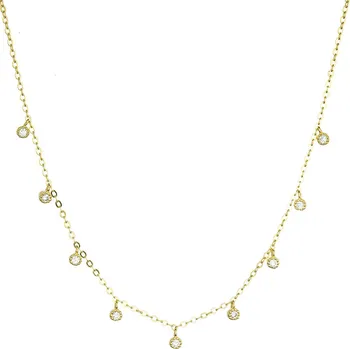 Náhrdelník EVOLUTION GROUP CZ Pozlacený stříbrný náhrdelník s kulatými zirkonky - 12056.1