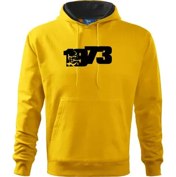 Pánská mikina Husákovo dítě - 1973 - Mikina pánská Cape s kapucí - S ( Žlutá )