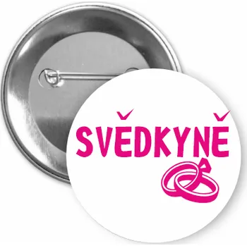 ON-DESIGN Placka s motivem Svědkyně 32 mm Barva: bílá, Barva potisku: purpurová, Typ buttonu: špendlík