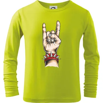Dětská móda Rocková ruka s náramkem - Triko dětské Long Sleeve - 146 cm/10 let ( Limetková )