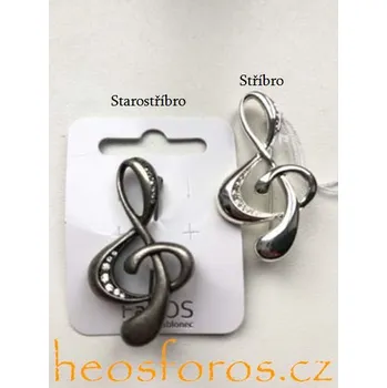 Brož Fabos Brož Houslový klíč velký Preciosa Stříbro, Starostříbro Barva: Stříbro