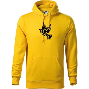 Pánská mikina Ptáček vzorovaný - Mikina pánská Cape s kapucí - S ( Žlutá )