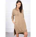 Prodloužené šaty s kapucí béžové 9078, VELIKOST UNI ( S, M , L )