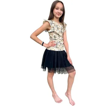 Dívčí legíny Dívčí blůzka s kanýrkem Lily Grey béžová motýlci - 140