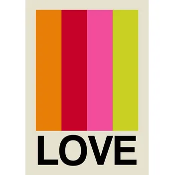 Plakát Plakát, Obraz - Retro Stripe LOVE Fruit, Frances Collett