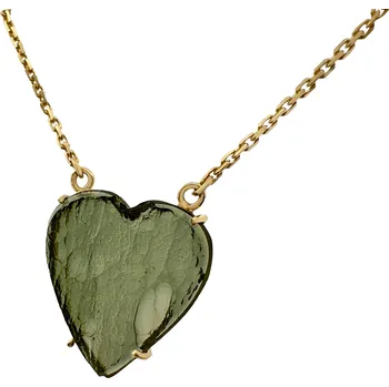 Náhrdelník Zlatý náhrdelník s vltavínem - srdce 4,690 g