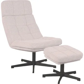 Křeslo LABEL51 Otočné křeslo s podnožkou ALVAR světlé bouclé CH-73.004