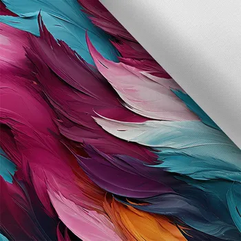 Látka s potiskem nepromokavý polyester TD/NS barevné peří