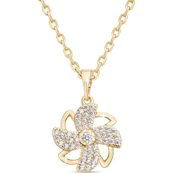 Řetízek biju Pozlacený řetízek 14k zlatem, kytka se zirkony 3002055