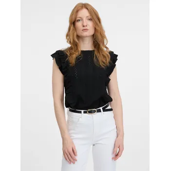 Dámské tričko Orsay Černé dámské tričko s volánem - Dámské Orsay černá 2401223