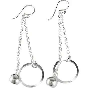 Náušnice Oriental stříbrné visací náušnice, Řetízek, kruh a koule, 52 mm
