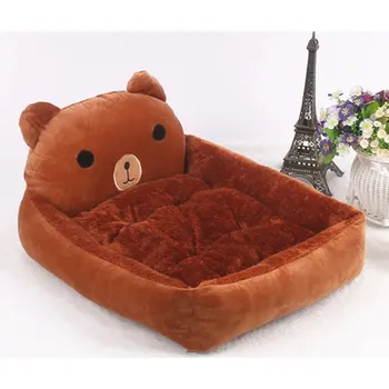 Pelíšek pro psa Pohodlný pelíšek pro psy i kočičky s vyvýšeným okrajem a motivem zvířátek Barva: Hnědý medvěd, Velikost: S- do 2,5 kg