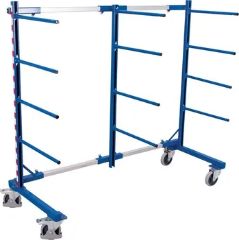 Regálový vozík s nosnými rameny VARIOfit, jednostranný, 12 ramen, šířka 840-3200 mm