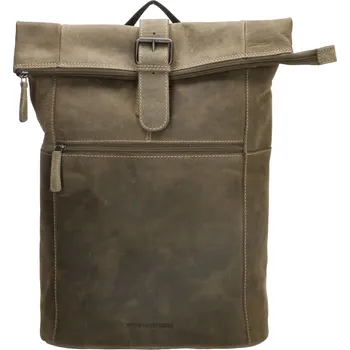 Městský batoh Tmavě zelený kožený batoh na notebook „Ellegance“