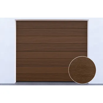 Garážová vrata DoorHan Garážová vrata se zámkem | Woodgrain Tmavý dub, středová drážka Šířka stavebního otvoru (mm): 3000, Výška stavebního otvoru (mm): 2280