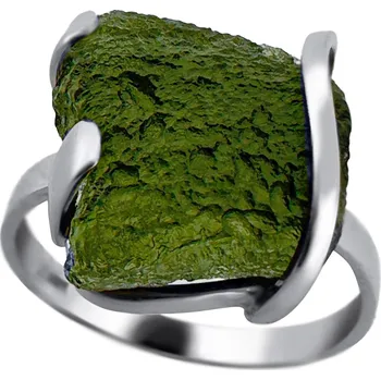 Prsten Vltavín Moldavite Stříbrný prsten s vltavínem 3,360 g
