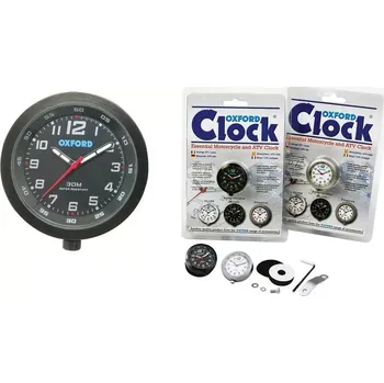 Hodiny a Analogové hodiny na motocykl OXFORD OX559 černý rámeček, luminiscenční ciferník (Hodinky na motorku )
