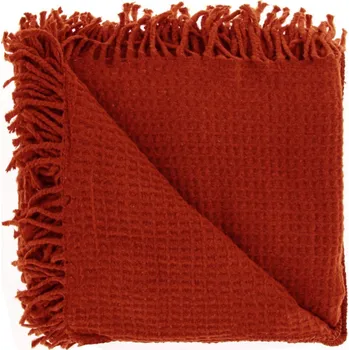 Přehoz na lůžko Hřejivý pléd s třásněmi Selien červený červená