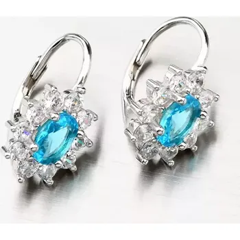 Náušnice Dámské náušnice stříbro 925 zirkon stříbra s modrý modré kameny PKL-2104