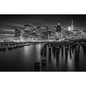 Plakát Plakát, Obraz - Manhattan Skyline at Sunset | Monochrome, Melanie Viola