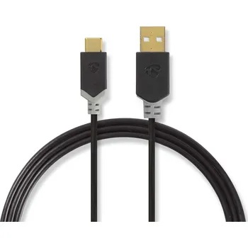 Datový kabel NEDIS USB kabel | USB 2.0 | USB-A Zástrčka | USB-C™ Zástrčka | 480 Mbps | Pozlacené | 2.00 m | Kulatý | PVC | Antracit | Box