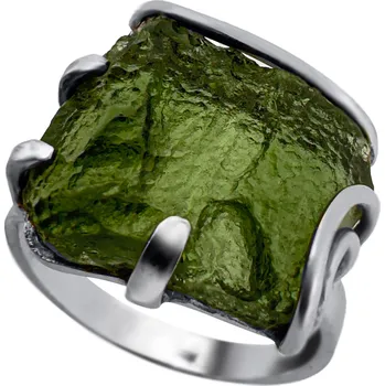 Prsten Stříbrný prsten s vltavínem 3,270 g