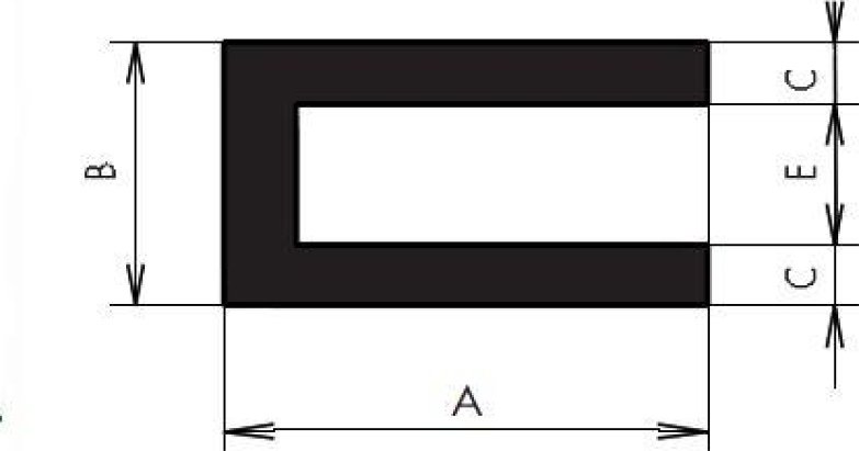 TS Profil pryžový tvar "U" 12x12/6 mm, EPDM 70°Sh, -40/100°C černý