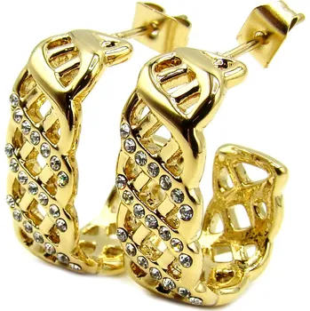 Náušnice Steel Jewelry Náušnice VISACÍ GOLD Chirurgická ocel NS240227 dárkové balení zdarma