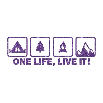 Polep vozidla SAMOLEPKA One life, live it kempování s nápisem (87 - Ultra Metalic fialová) NA AUTO, NÁLEPKA, FÓLIE, POLEP, TUNING, VLASTNÍ TEXT, TISK, AUTOSAMOLEPKY.cz, POLEPY, OBRÁZEK, LOGO, SAMOLEPKY