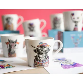 Porcelánový hrníček Tipperleyhill Highland Cow bílá