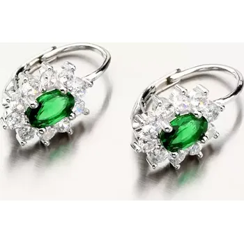 Náušnice Dámské náušnice stříbro 925 zirkon stříbra se zeleným zelené kameny PKL-2100