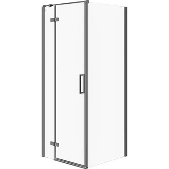 Cersanit Jota, rohový sprchový kout 80 (dveře levé) x 80 (stěna) x 195, 6mm čiré sklo, černý profil, S160-007