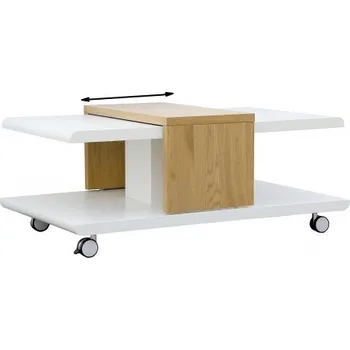 Konferenční stolek Konferenční stolek na kolečkách Tybalt - bílá/dub