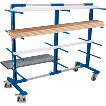 Regálový vozík s nosnými rameny VARIOfit, dvoustranný, 24 ramen, šířka 840-2200 mm